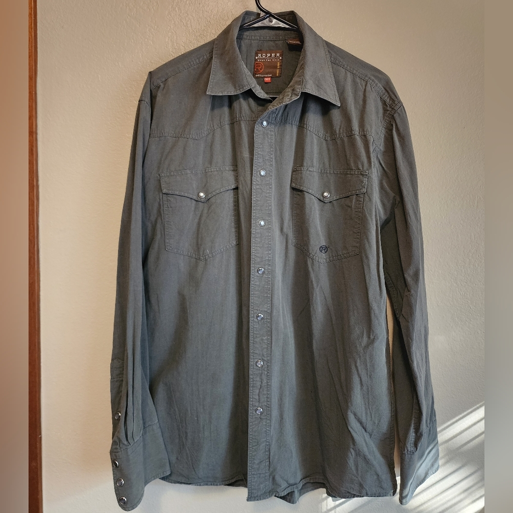 Olive Green Collared Button-Down - image 1